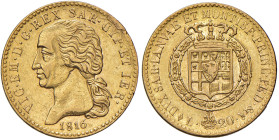 Vittorio Emanuele I (1814-1821) 20 Lire 1816 - Nomisma 508 AU RR Screpolatura al ciglio del D/
BB+