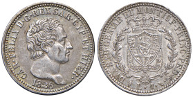 Carlo Felice (1821-1831) Lira 1826 T - Nomisma 591 AG Modesta macchia sulla guancia al D/
BB/BB+