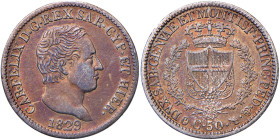 Carlo Felice (1821-1831) 50 Centesimi 1829 T - Nomisma 608 AG R
BB/BB+