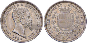 Vittorio Emanuele II (1849-1861) 50 Centesimi 1860 M - Nomisma 818 AG Modestissima macchia al D/
SPL+/SPL