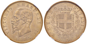 Vittorio Emanuele II (1861-1878) 20 Lire 1873 M - Nomisma 861 AU In slab NGC MS64 5887106-004. Conservazione eccezionale
MS 64