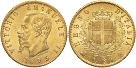 Vittorio Emanuele II (1861-1878) 20 Lire 1873 M - Nomisma 861 AU
FDC