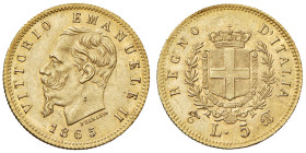Vittorio Emanuele II (1861-1878) 5 Lire 1865 - Nomisma 875 AU R
SPL