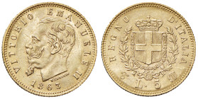 Vittorio Emanuele II (1861-1878) 5 Lire 1863 T - Nomisma 875 AU R
BB+