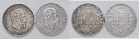 Vittorio Emanuele II (1861-1878) 5 Lire 1871 M e 1872 M - AG Lotto di due monete come da foto
qBB-BB