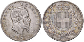 Vittorio Emanuele II (1861-1878) 5 Lire 1874 M - Nomisma 896 AG
qBB/BB