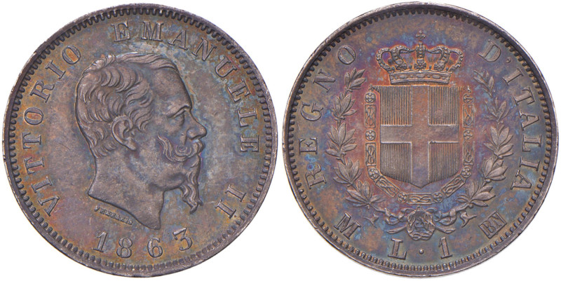 Vittorio Emanuele II (1861-1878) Lira 1863 M stemma - Nomisma 913 AG
SPL