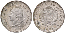 ARGENTINA 20 Centavos 1883 - KM 27 AG (g 5,00) Depositi al D/
SPL+