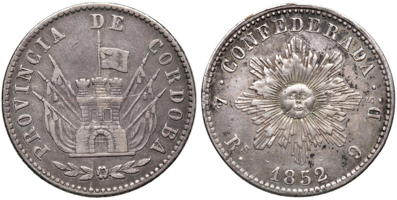 ARGENTINA Cordoba 4 Reales 1852 - KM 31 AG (g 13,32) Buona conservazione per que...