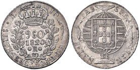 BRASILE Joao VI (1816-1826) 960 Reis 1820 R - KM 326.1 AG (g 26,82) Ribattuto come al solito su altra moneta
SPL