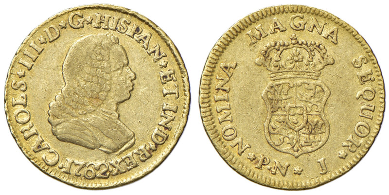 COLOMBIA Carlos III (1759-1788) Escudo 1762 PN-J - KM 35; Fr. 30 AU (g 3,33)
qB...