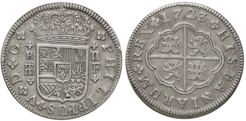 SPAGNA Felipe V (1700-1746) 2 Reales 1723 Segovia F - Cal. 1404 AG (g 6,11)
BB