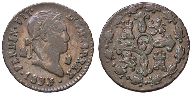 SPAGNA Fernando VII (1815-1833) 2 Maravedis 1833 Segovia - CU g (2,47)
BB