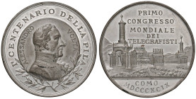 COMO Medaglia 1899 Alessandro Volta; primo congresso mondiale dei telegrafisti - Opus: Johnson - MA (g 35,25 - Ø 44 mm) Colpi al bordo
SPl+/qFDC