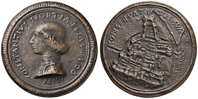 PESARO Costanzo Sforza (1447-1483) Medaglia - Kress 126 Æ (g 253 - Ø 84 mm) Bell...