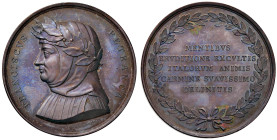 Serie degli uomini illustri - Francesco Petrarca - Medaglia - Opus: Girometti - AE (g 46,79 - Ø 40 mm) Contromarca testina di Minerva al bordo, coniaz...