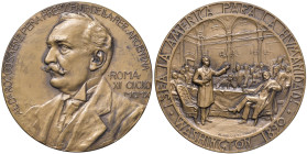 ARGENTINA Medaglia dedicata al presidente Rocco Saenz Pena Roma 1910 - Opus: Nelli - AE (g 105 - Ø 55 mm) In astuccio d'epoca un poco usurato, medagli...
