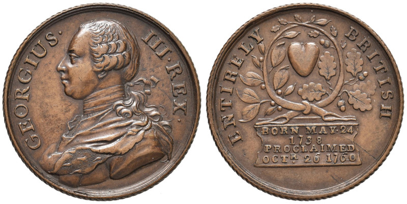 INGHILTERRA Giorgio III (1760-1820) Medaglia 1760 per l’ascesa al trono - AE (g ...