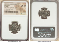 BRITAIN. Durotriges. Ca. 60-20 BC. BI stater (19mm, 10h). NGC Choice VF. Badbury Rings type. Devolved head of Apollo right / Disjointed horse left wit...