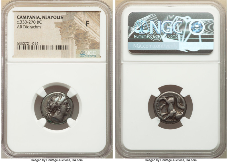 CAMPANIA. Neapolis. Ca. 330-270 BC. AR didrachm (17mm, 2h). NGC Fine. Ca. 300-27...