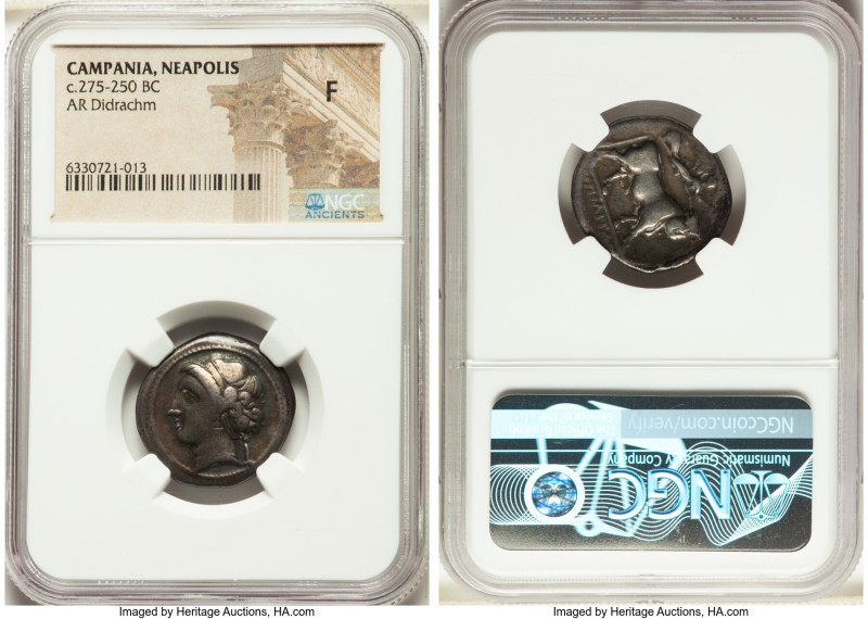 CAMPANIA. Neapolis. Ca. 275-250 BC. AR didrachm (22mm, 8h). NGC Fine. Head of ny...