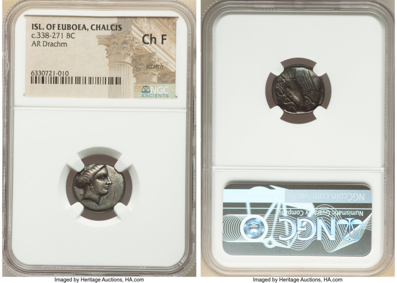 EUBOEA. Chalcis. Ca. 338-271 BC. AR drachm (15mm, 7h). NGC Choice Fine, scratch....