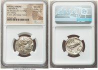 ATTICA. Athens. Ca. 440-404 BC. AR tetradrachm (23mm, 17.25 gm, 1h). NGC Choice AU 5/5 - 4/5. Mid-mass coinage issue. Head of Athena right, wearing ea...