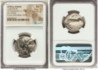 ATTICA. Athens. Ca. 440-404 BC. AR tetradrachm (25mm, 17.17 gm, 8h). NGC AU 2/5 - 4/5. Mid-mass coinage issue. Head of Athena right, wearing earring, ...