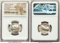 ATTICA. Athens. Ca. 440-404 BC. AR tetradrachm (25mm, 17.02 gm, 2h). NGC Choice XF 4/5 - 3/5. Mid-mass coinage issue. Head of Athena right, wearing ea...
