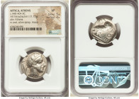 ATTICA. Athens. Ca. 440-404 BC. AR tetradrachm (23mm, 17.12 gm, 8h). NGC VF 5/5 - 4/5. Mid-mass coinage issue. Head of Athena right, wearing earring, ...