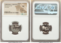 CORINTHIA. Corinth. Ca. 4th century BC. AR stater (19mm, 9h). NGC VF, scratch. Pegasus flying left, Ϙ below / Head of Athena left, wearing beaded neck...