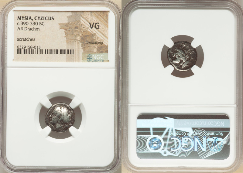 MYSIA. Cyzicus. Ca. 390-330 BC. AR drachm (15mm, 5h). NGC VG, smoothing, scratch...