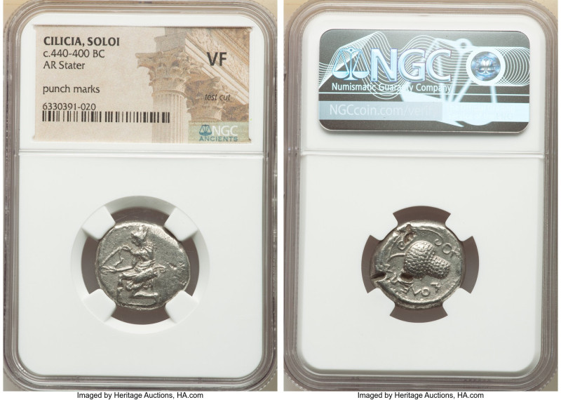 CILICIA. Soloi. Ca. 440-400 BC. AR stater (21mm, 10h). NGC VF, test cut, punch m...