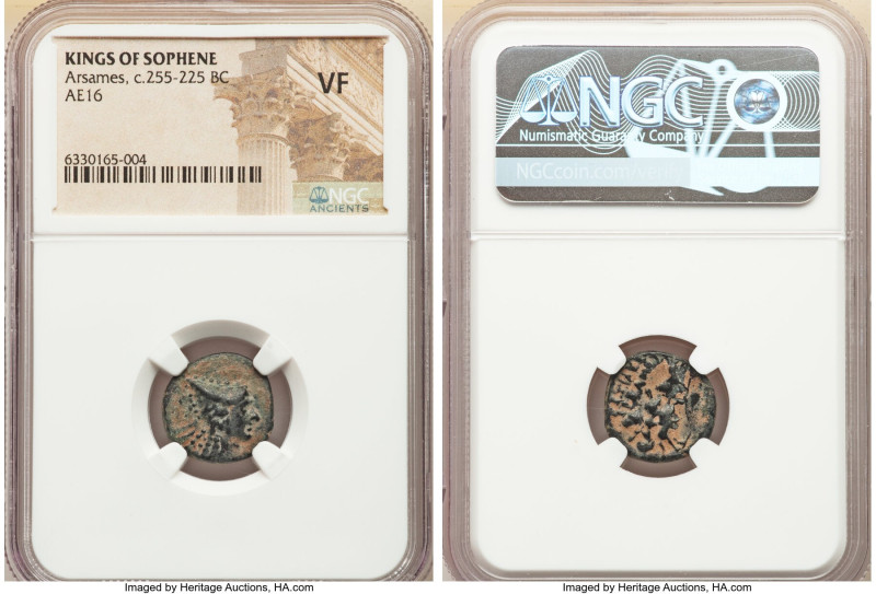 SOPHENE KINGDOM. Arsames I (ca. 255-225 BC). AE tetrachalkon (16mm, 10h). NGC VF...