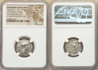 BACTRIAN KINGDOM. Heliocles (ca. 145-130 BC). AR drachm (20mm, 3.36 gm, 1h). NGC Choice XF 3/5 - 4/5. Bactra. Diademed, draped bust of Heliocles right...