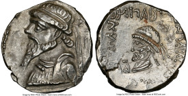 ELYMAIS KINGDOM. Kamnaskires V (ca. 54-32 BC). AR tetradrachm (25mm, 12h). NGC XF, flan flaw. Seleucia ad Hedyphon. Diademed, draped bust of Kamnaskir...