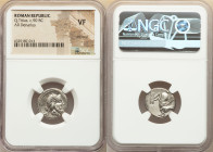 Q. Titius (90 BC). AR denarius (17mm, 2h). NGC VF, brushed. Rome. Head of male right, hair bound with winged diadem / Q. TITI on inscribed tablet from...