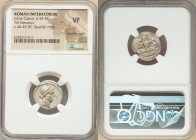 Julius Caesar, as Dictator (49-44 BC). AR denarius (18mm, 5h). NGC VF, bankers marks. Military mint traveling with Caesar in Spain, ca. late 46-early ...