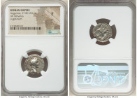 Augustus (27 BC-AD 14). AR denarius (17mm, 8h). NGC Fine. Lugdunum, 2 BC-AD 4. CAESAR AVGVSTVS-DIVI F PATER PATRIAE, laureate head of Augustus right /...