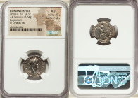 Tiberius (AD 14-37). AR denarius (20mm, 3.64 gm, 7h). NGC AU 5/5 - 3/5. Lugdunum, ca. AD 15-18. TI CAESAR DIVI-AVG F AVGVSTVS, laureate head of Tiberi...