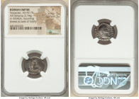 Vespasian (AD 69-79). AR denarius (18mm, 2.74 gm, 5h). NGC Fine 5/5 - 3/5. Rome, 21 December AD 69-early AD 70. IMP CAESAR VESPASIANVS AVG, laureate h...
