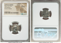 Titus, as Caesar (AD 79-81). AR denarius (18mm, 7h). NGC Choice Fine. Rome, AD 76. T CAESAR IMP•VESPASIANVS, laureate head of Titus right / IOVIS-CVST...