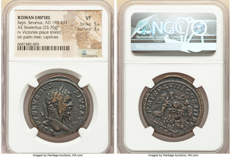 Septimius Severus (AD 193-211). AE sestertius (32mm, 25.70 gm, 1h). NGC VF 5/5 -...