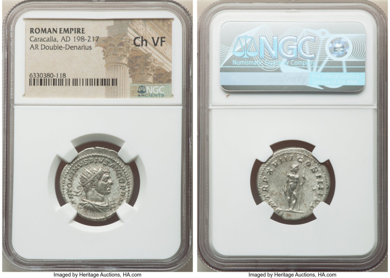 Caracalla, as Augustus (AD 198-217). AR antoninianus (23mm, 12h). NGC Choice VF....