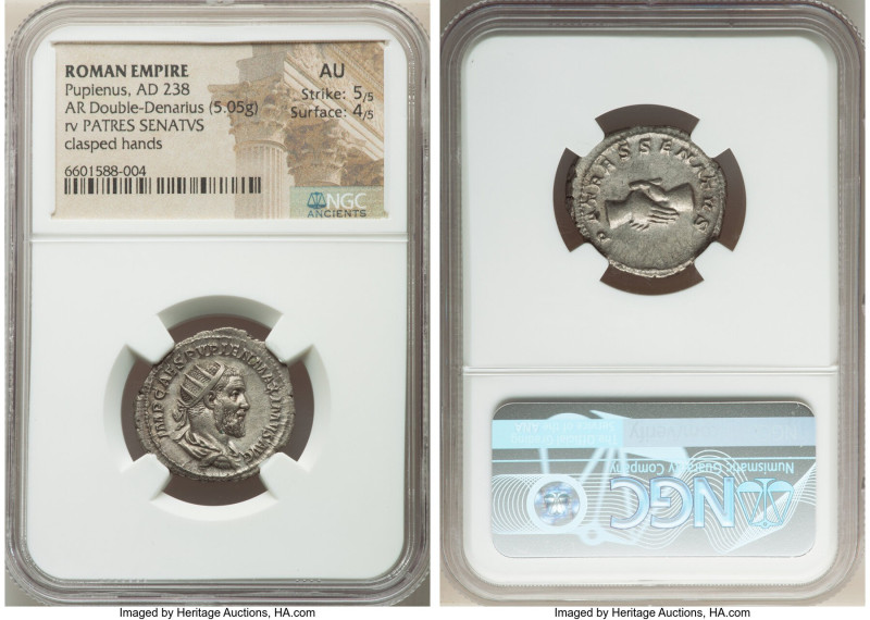 Pupienus (April-July AD 238). AR antoninianus (23mm, 5.05 gm, 5h). NGC AU 5/5 - ...