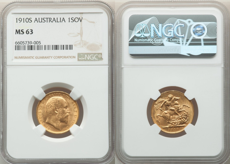 Edward VII gold Sovereign 1910-S MS63 NGC, Sydney mint, KM15, Fr-33. 

HID098012...