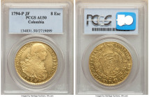 Charles IV gold 8 Escudos 1794 P-JF AU50 PCGS, Popayan mint, KM62.2. 

HID09801242017

© 2022 Heritage Auctions | All Rights Reserved