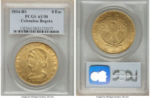 Republic gold 8 Escudos 1834 BOGOTA-RS AU58 PCGS, Bogota mint, KM82.1. 

HID09801242017

© 2022 Heritage Auctions | All Rights Reserved