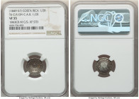 Republic Counterstamped 1/2 Real ND (1849-1857) VF35 NGC, KM67. Type VII (not Type VI) Counterstamp (XF Standard) on Central America Republic 1/2 Real...