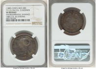 Republic Counterstamped 50 Centavos ND (1889) VF Details (Environmental Damage) NGC, KM135.2. Type VIII (not Type VII) Counterstamp (AU Strong) on (Ho...